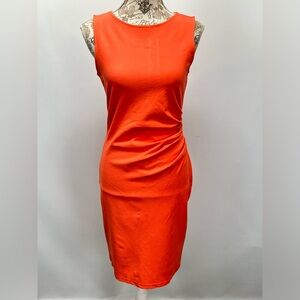 KENNETH COLE Orange ruched waist sheath dress size 6.‎